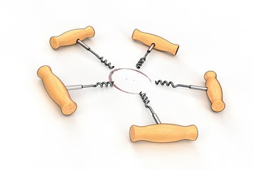 3d illustration of corkscrew isolated on white background
