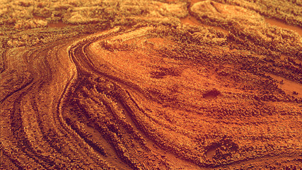 Abstract futuristic golden landscape background. Computer generated geometric pattern. 3d rendering