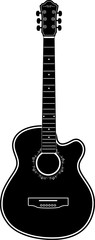 Black icon of a classic acoustic guitar with a pattern around a sound hole