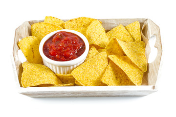 nachos and tomato dip