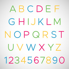 Set of Latin Alphabet Letters and Numbers