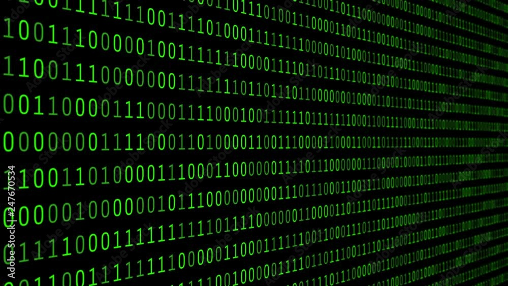 Fototapete 01 or binary numbers on the computer screen on monitor matrix background, Digital data code in hacker or safety security technology concept. Abstract illustration