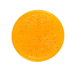 orange round soap isolated on white