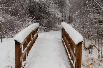 snow on a bridge  - 247671130