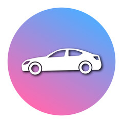 White car in circle with modern gradient