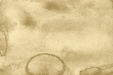 Watercolor yellow texture with abstract washes and brush strokes on the white paper background. Digital paper background.