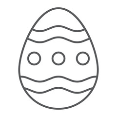 Easter egg thin line icon, easter and decoration, egg sign, vector graphics, a linear pattern on a white background.