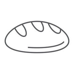 Bread thin line icon, bakery and food, pastry sign, vector graphics, a linear pattern on a white background.