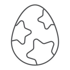 Easter egg thin line icon, easter and food, egg sign, vector graphics, a linear pattern on a white background.