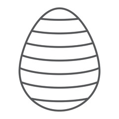 Easter egg thin line icon, easter and decoration, striped egg sign, vector graphics, a linear pattern on a white background.
