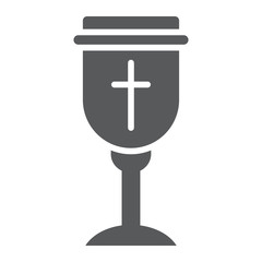 Holy chalice glyph icon, christian and cup, goblet sign, vector graphics, a solid pattern on a white background.