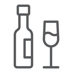 Wine line icon, glass and alcohol, drink sign, vector graphics, a linear pattern on a white background.