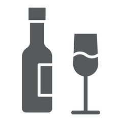 Wine glyph icon, glass and alcohol, drink sign, vector graphics, a solid pattern on a white background.