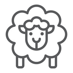 Sheep line icon, wool and animal, lamb sign, vector graphics, a linear pattern on a white background.