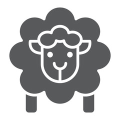 Sheep glyph icon, wool and animal, lamb sign, vector graphics, a solid pattern on a white background.