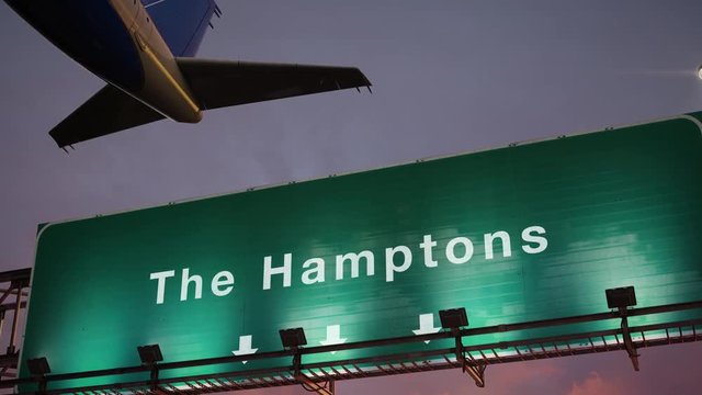 Airplane Take off The Hamptons during a wonderful sunset