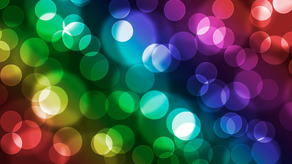 Colorful background with blurred lights - bubbles. Electronically generated raster illustration. Bokeh background.