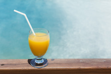 Fruity welcome drink on tropical vacation
