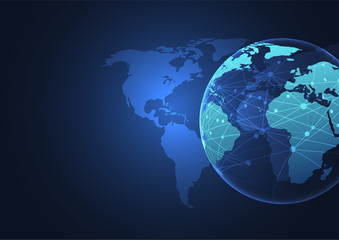 Global network connection. World map point and line composition concept of global business. Vector Illustration