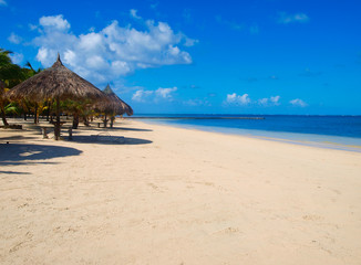 Caribbean beach with umbrellas