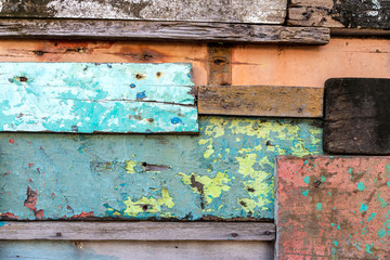 Decorative and colorful old wood wall for background.