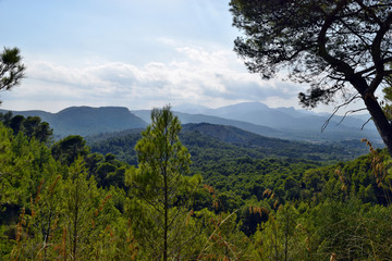 Obraz premium A view of the mountain top Puig de Sant Marti in Alcudia