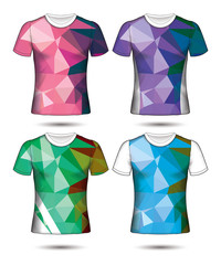  t-shirt templates abstract geometric collection of different colors polygonal mosaic