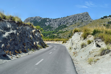 Open coastal road winding through to lighthouse Cap Formentor