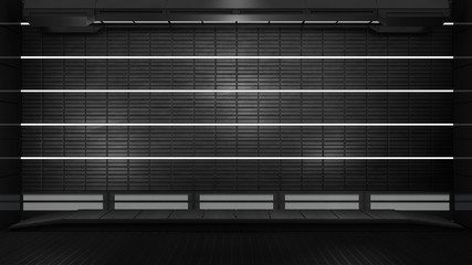 Police lineup or mugshot sci fi background 3D rendering