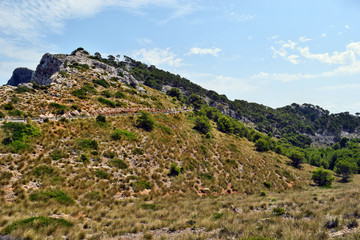 View of the hills and mountains on the way to the Formentor Lighthouse