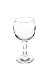 Glass wine glass on white background, tableware, isolated, close-up