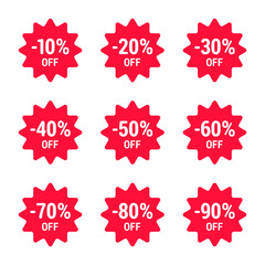 Discount sale off advertisement badge label icon pack star shopping store web banner vector EPS 10
