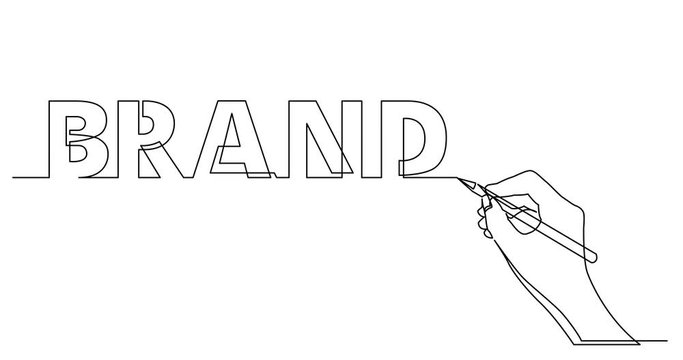 Self drawing line animation of hand drawing business word of brand