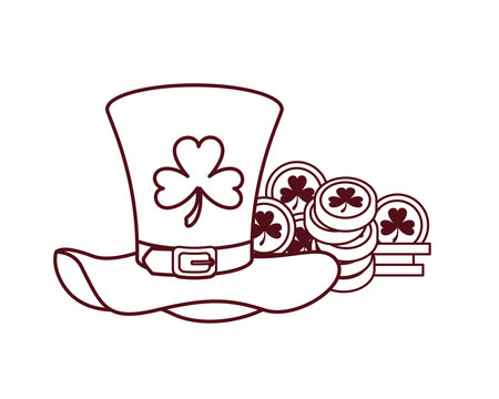 leprechaun hat with coins isolated icon