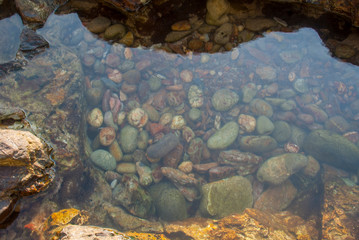 Fototapeta na wymiar Background of rock piles in the water