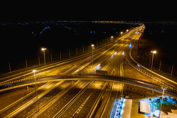 new contruction expressway and ring road industry connections the city for transportation and logistics business in Thailand at night