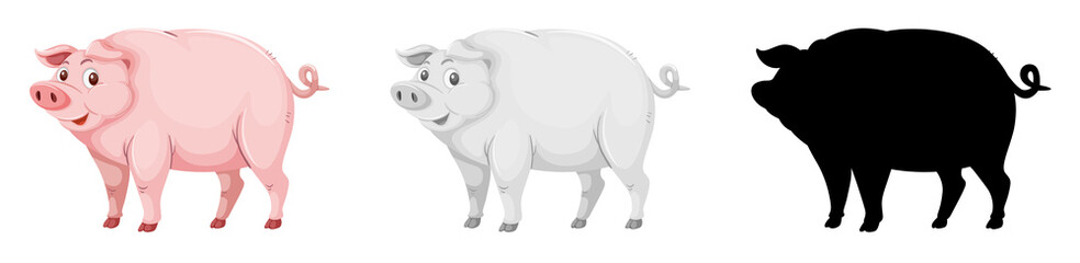 Set of pig character