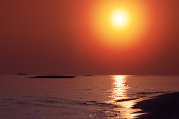 Sunset on maldivian sandbank