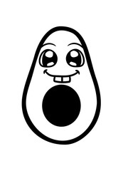 baby avocado gesicht lebendig süß niedlich clipart obst gemüse lecker hunger gesund comic cartoon ernährung gesund stein kochen essen design logo symbol