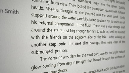 Panning over generic novel paperback typography V1