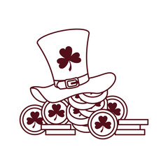 leprechaun hat with coins isolated icon