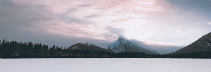 The stunning Vermillion Lake and Mt Rundle at picturesque Banff Alberta Canada fine art photography