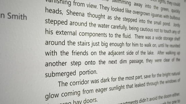 Panning over generic novel paperback typography V1