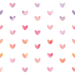 Vector seamless pattern with watercolor hearts