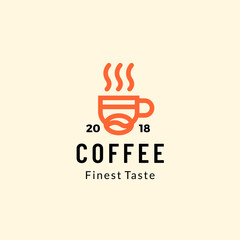 Coffee cup with bean logo icon vector template illustration