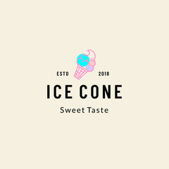 Ice cream cone logo icon vector template illustration
