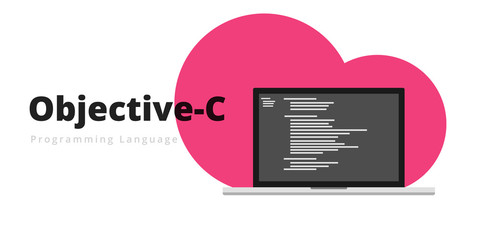 Learn to code Objective-C programming language with script code on laptop screen, programming language code illustration - Vector © nomaden