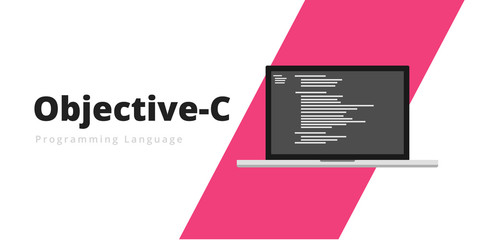 Learn to code Objective-C programming language with script code on laptop screen, programming language code illustration - Vector © nomaden