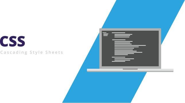 Learn to code CSS programming language with script code on laptop screen, programming language code illustration - Vector