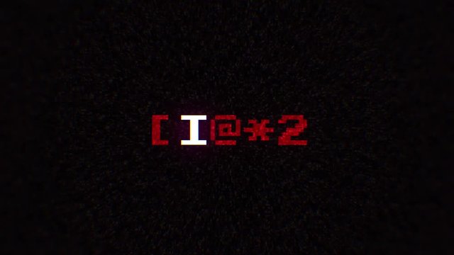 Intentional digital artifact injection fx animation, decoding a noisy scambled 8-bit text: science.